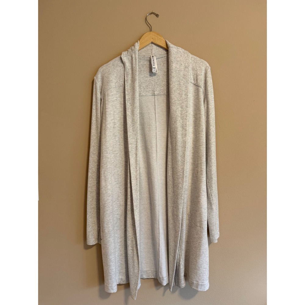 Athleta Wrap Cardigan Heathered Grey Ribbed Thumbhole Open Front S